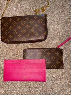 Louis Vuitton Monogram Wristlet Trio with Pink Cardholder